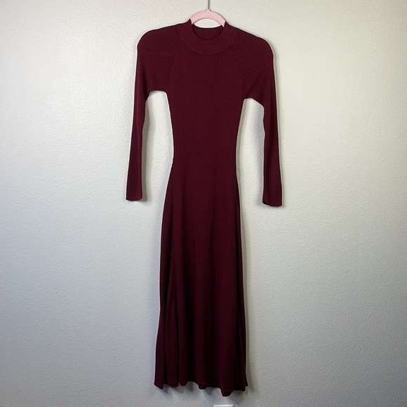 Dance & Marvel burgundy dress with satin ribbon tie in the back size S FLAWED - Picture 3 of 7